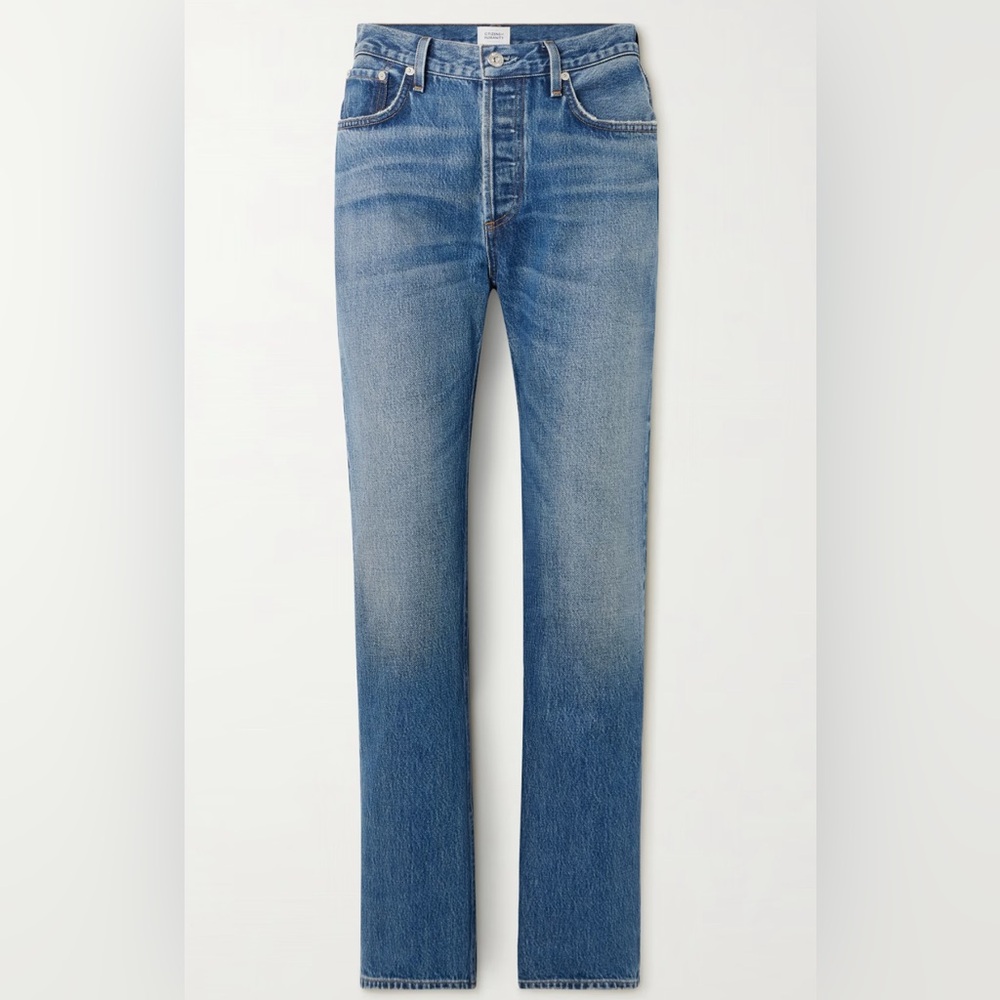 Citizens Of Humanity Blue High Rise Straight Fit Jeans